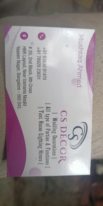 Visiting card store images of CS decor