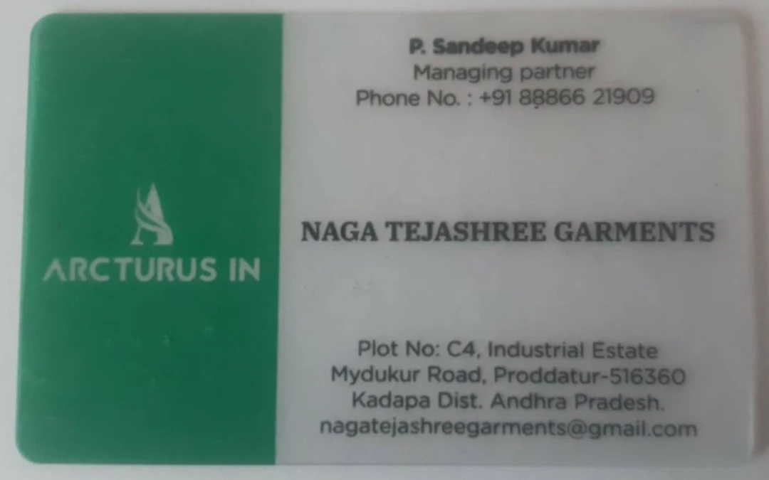 Visiting card store images of Naga Tejashree Garments