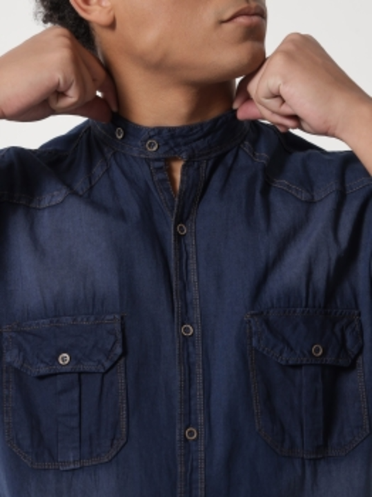 Men Solid Casual Blue Shirt uploaded by business on 11/17/2022