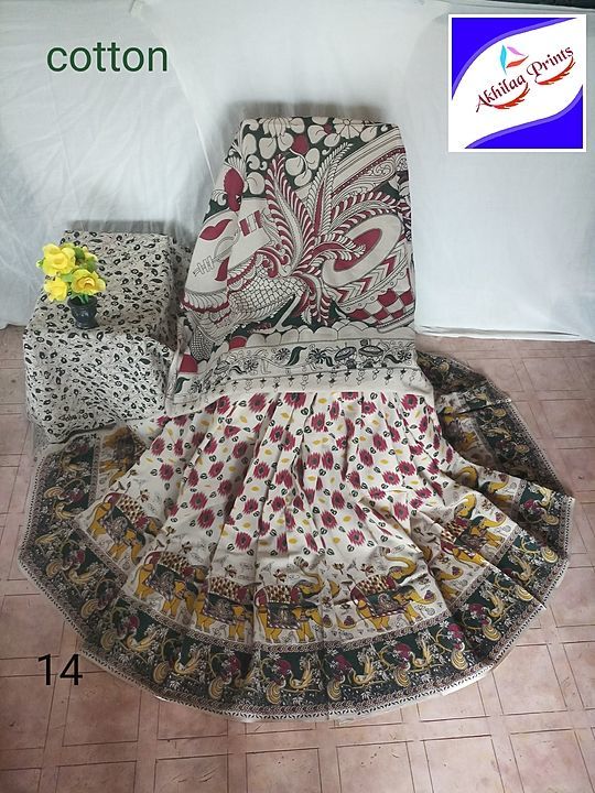 kalamkari cotton handblock printed saree&blouse
 uploaded by Akhilaa prints on 7/1/2020