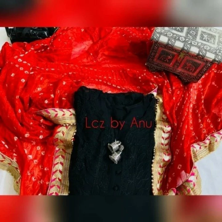 Chikankari with bandhni dupatta combo uploaded by LCZ-by Anu on 11/17/2022