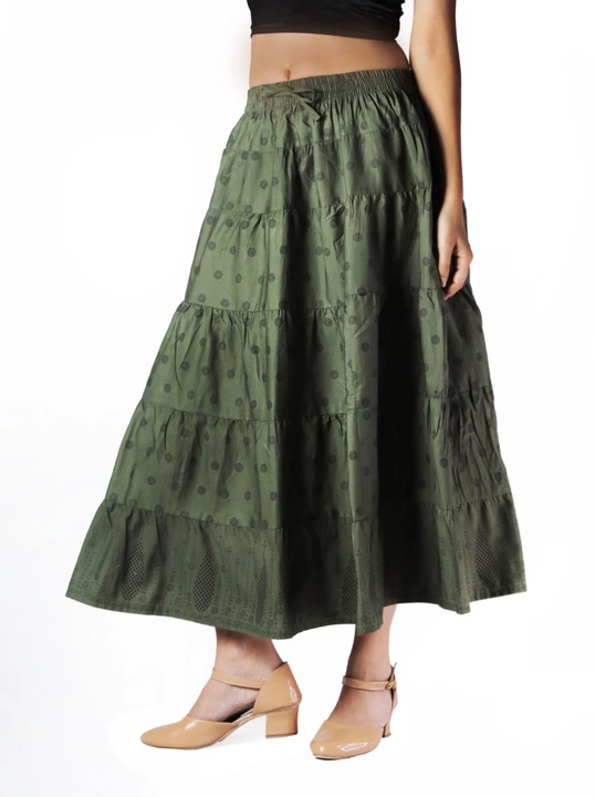 Forest green sky ball print semi long skirt. uploaded by business on 11/17/2022