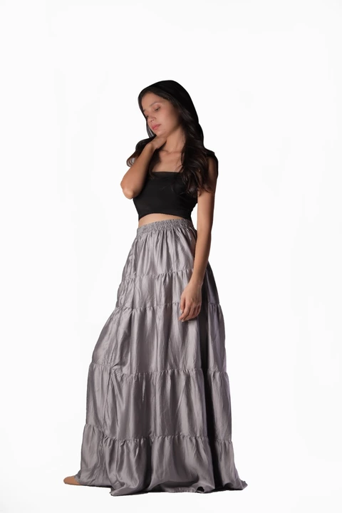 Grey silver long skirt. uploaded by business on 11/17/2022