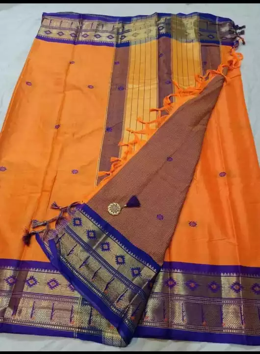 Post image Soft cotton silk material saree of 6.3 mtr ,contrast blouse of 0.80mtr, all over saree butti, wasbable ,zari border design