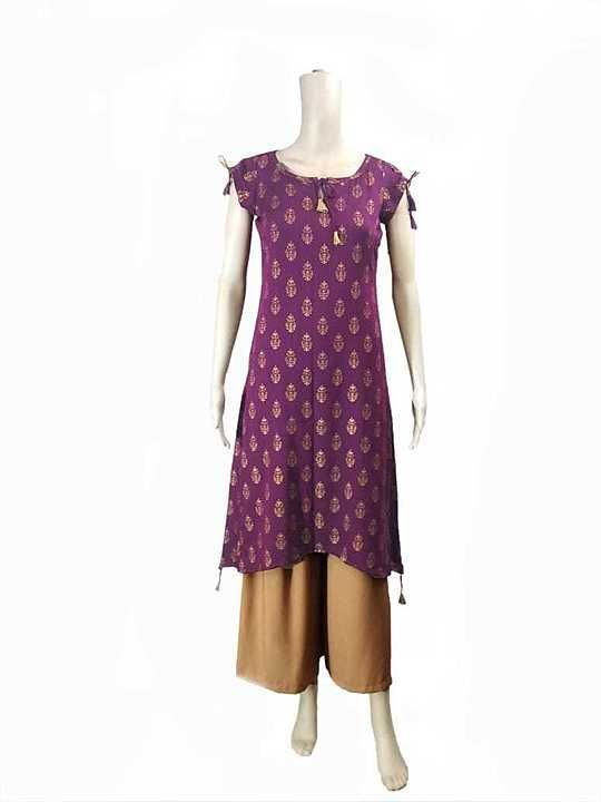 A-line maroon wit gold print tying neck  kurta uploaded by Dotss on 7/1/2020