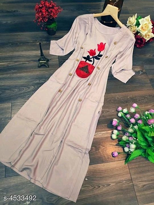 Woman's embroidery  Rayon kurtis  uploaded by business on 7/1/2020