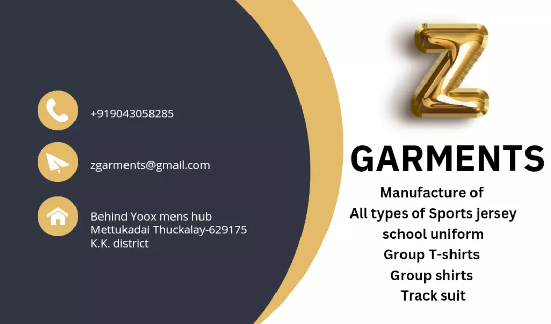 Visiting card store images of ZGarments 