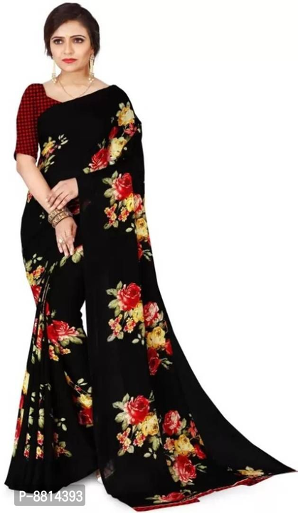 Trendy Georgette Saree with Blouse Piece for Women

 Color:  Black

 Fabric:  Georgette

 Type:  Sar uploaded by business on 11/20/2022