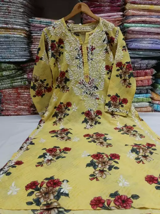  Reyon cotton printed chikan work fine embroidery kurtis uploaded by ADORBEE on 11/21/2022