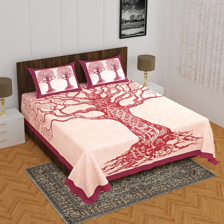 Bedsheet adda daily use pure cotton jaipuri printed double bedsheet with two pillow cover uploaded by Hometrade India on 11/21/2022