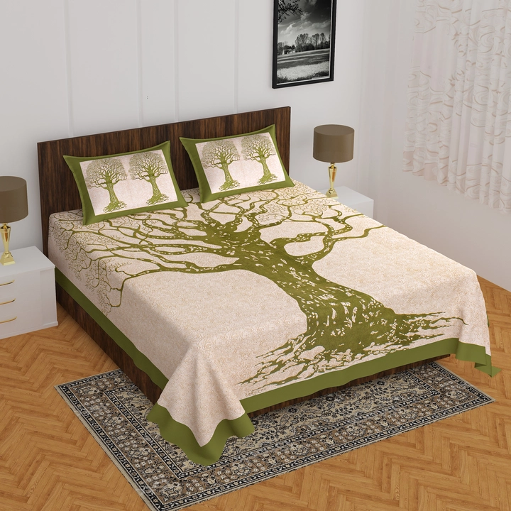 Bedsheet adda daily use pure cotton jaipuri printed double bedsheet with two pillow cover uploaded by Hometrade India on 11/21/2022