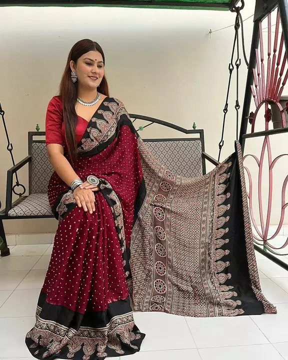 Ajrakh with Bandhej Saree  uploaded by Ajrakh clothing on 11/21/2022