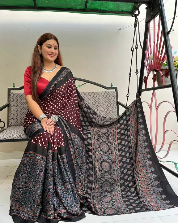 Ajrakh with Bandhej Saree  uploaded by business on 11/21/2022