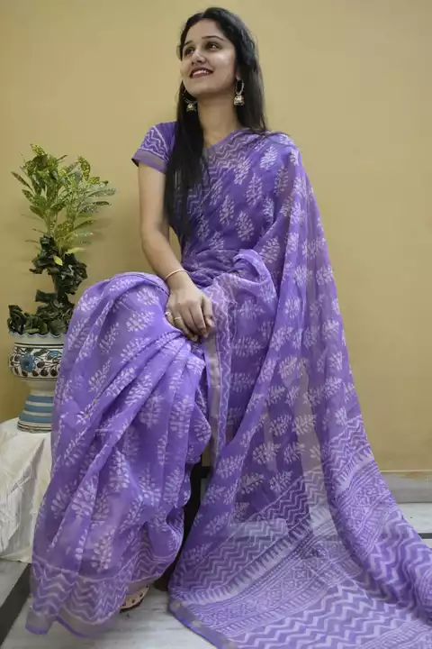 Kota doriya sarees with blouse  uploaded by Ashoka bagru print on 11/21/2022