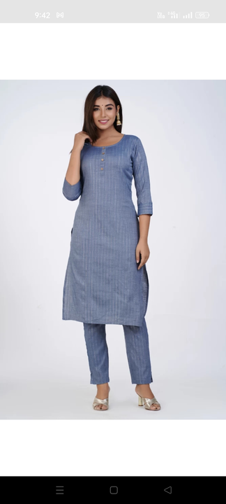 Cotton Lurex straight kurta with trouser set. uploaded by business on 11/21/2022