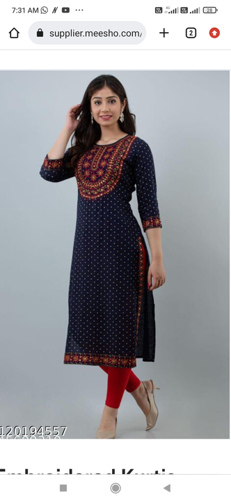 Gold Printed Embroidered Kurti uploaded by business on 11/22/2022