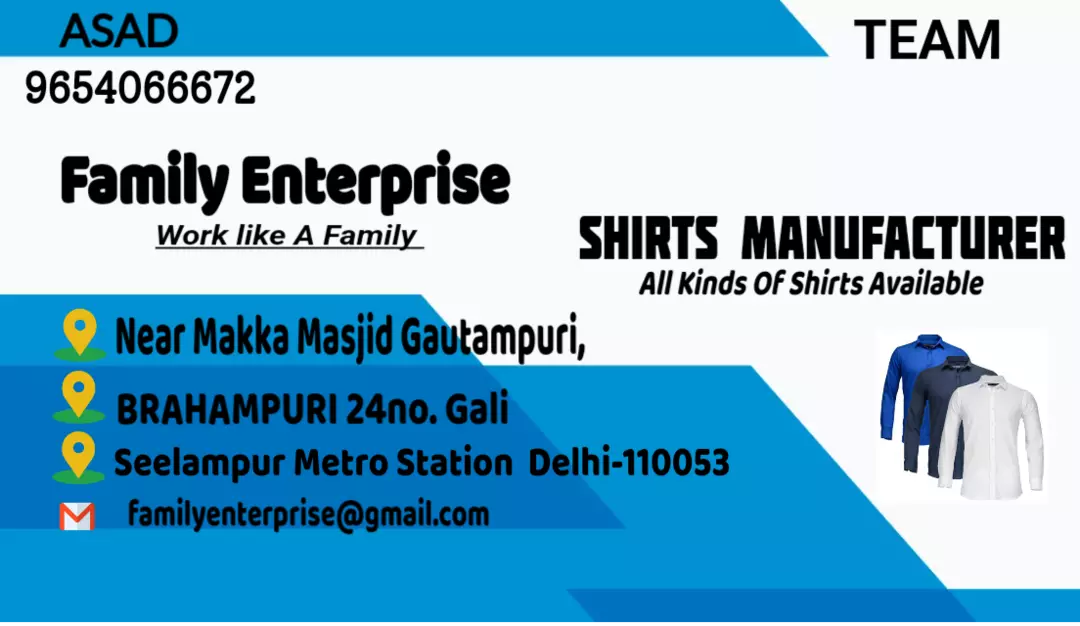 Visiting card store images of Family Enterprise Shirts Manufacturer 