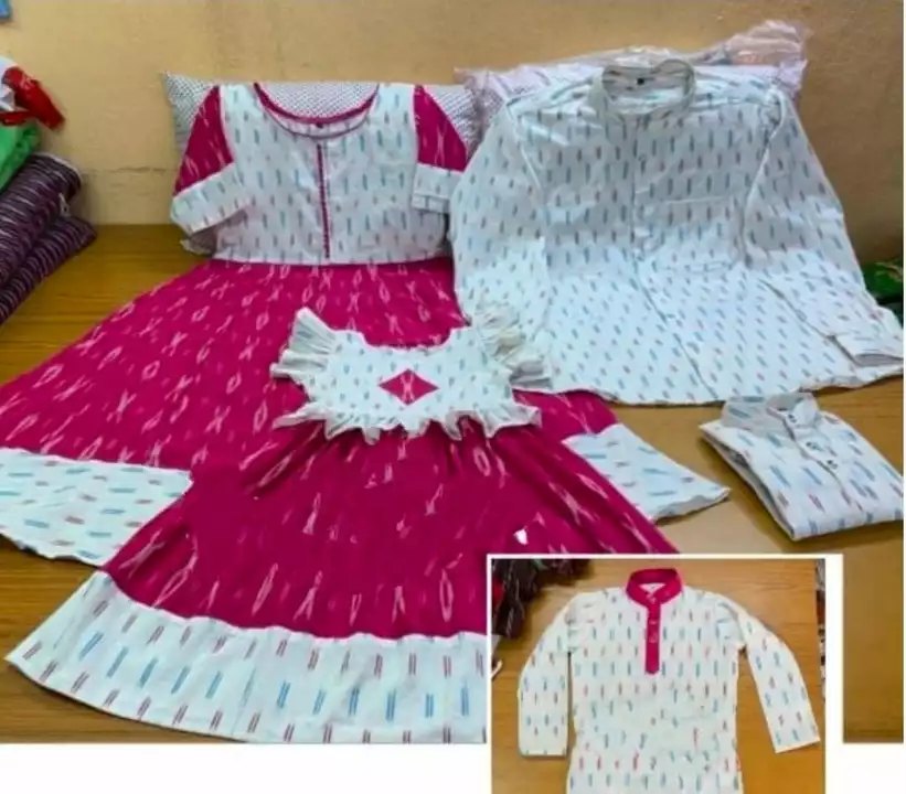 Pochampally ikkat cotton dress combo family pack uploaded by business on 11/22/2022