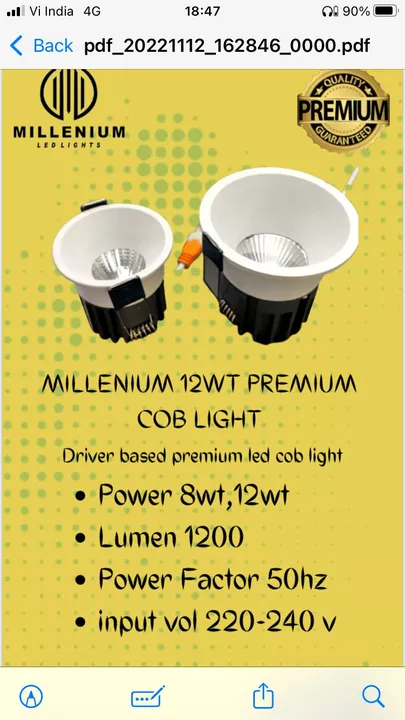 Millenium 12wt full metal body lef cob light guranteed uploaded by DLite industries on 11/22/2022