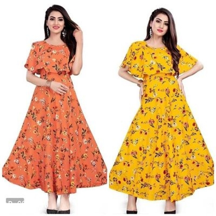#Trendy Combo of 2 Crepe Printed Gown# uploaded by Gajab Style on 11/22/2022