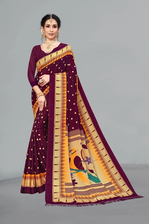 Shree Shankheshwar Textile Daily wear paithani Printed crepe saree with blouse piece uploaded by business on 11/22/2022