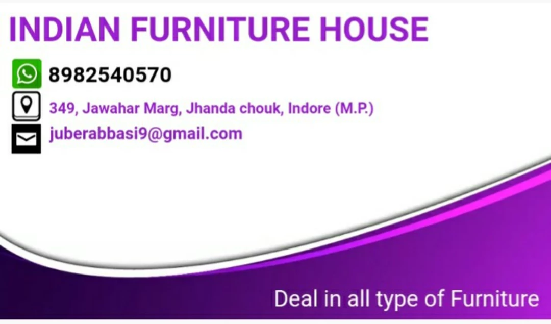 Visiting card store images of INDIAN FURNITURE HOUSE