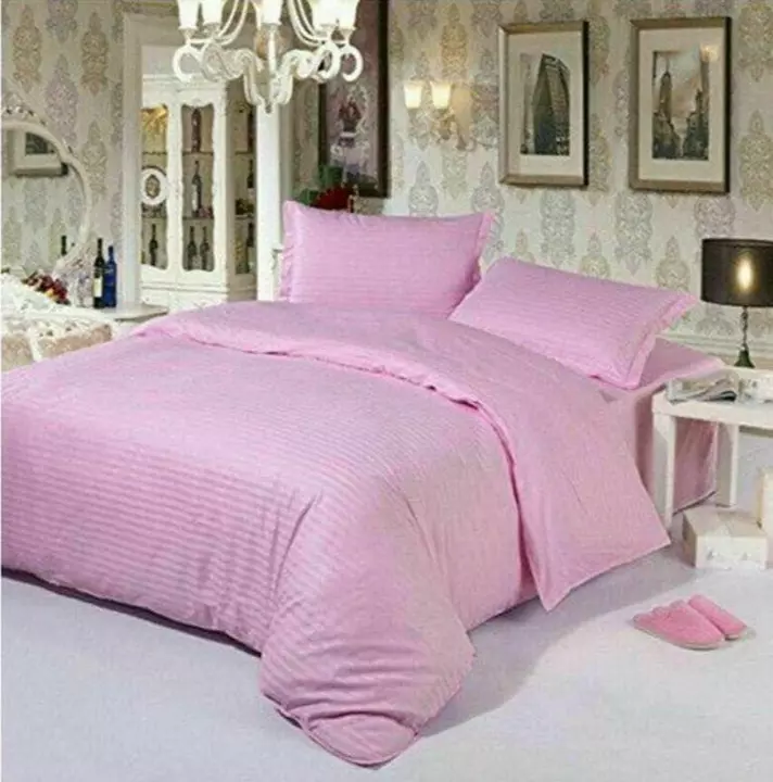 Post image For hotels and smart bedroom satin stripe bedsheet solid color