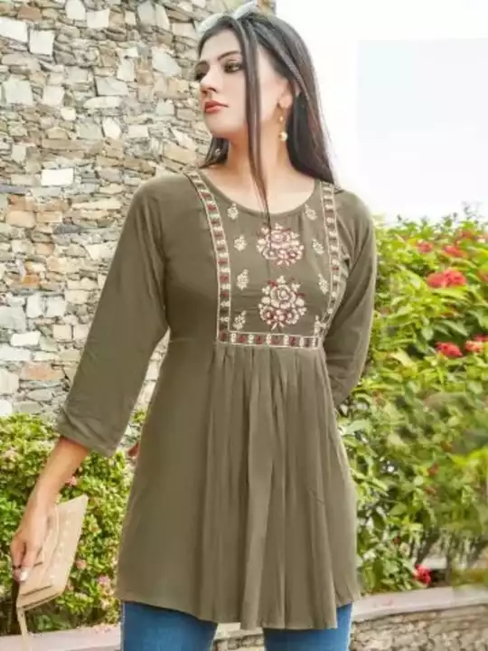 Akki Sales Brown Embroidery Casual Top Girls And Women Top uploaded by business on 11/23/2022