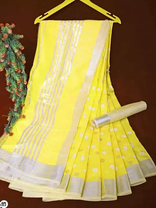 Cotton linen embroidery work sarees  uploaded by M S handloom  on 11/23/2022