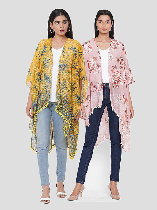 Post image Combo of 2 kimonos
Free size
Popular design 
Fabric polyester
Light weight