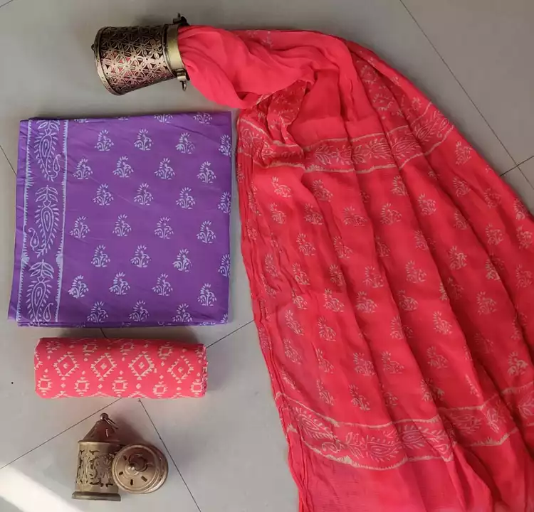 *Exclusive new hand block printed cotton dress materials with chiffon duptta👌👌*

Details👇👇👇👇
T uploaded by Ayush Handicarft on 11/23/2022