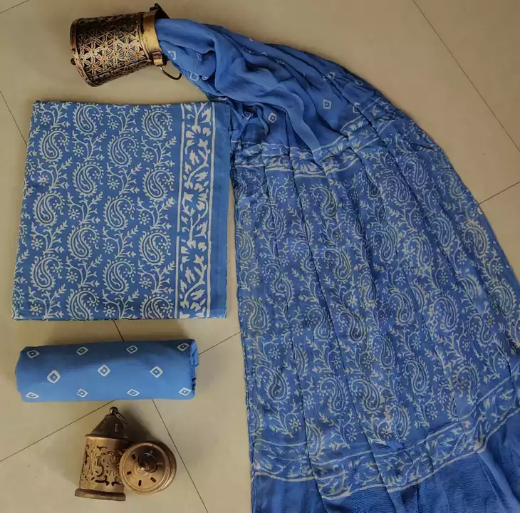*Exclusive new hand block printed cotton dress materials with chiffon duptta👌👌*

Details👇👇👇👇
T uploaded by Ayush Handicarft on 11/23/2022