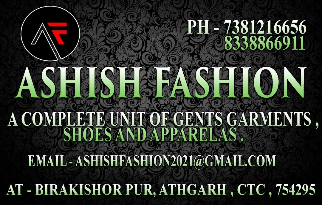 Visiting card store images of Ashish fashion