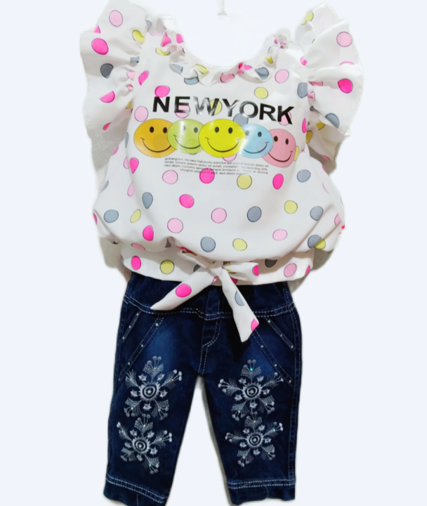Product image with price: Rs. 250, ID: girls-top-jeans-full-pant-set-69ddb8a2