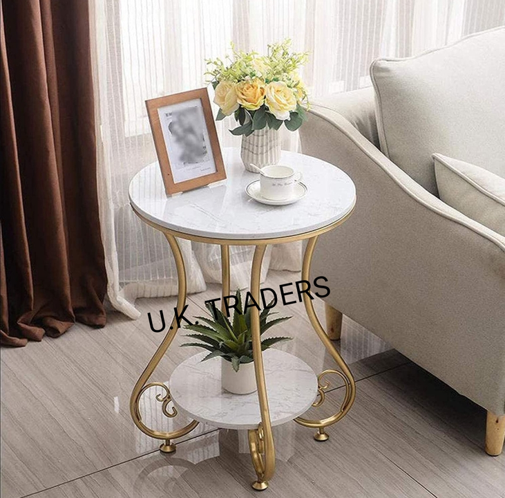 Iron Golden 2 Tier Round End Table coffee Table Side table Bedside table for Living Room Bedroom uploaded by business on 11/23/2022