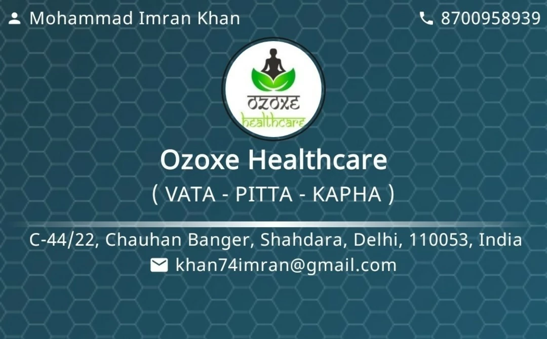 Visiting card store images of Ozoxe Healthcare