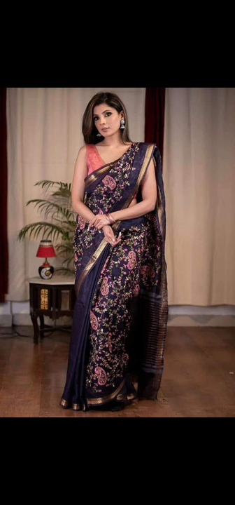 Linen silk saree  uploaded by business on 11/24/2022