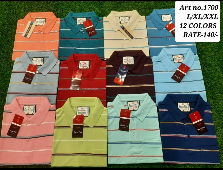 Men polo tshirt stripe uploaded by Nakoda Knitwears on 11/24/2022