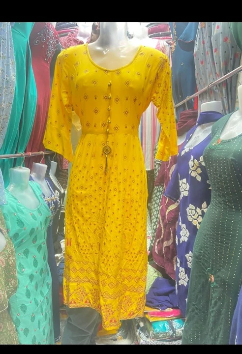 Rayon printed ghera kurti uploaded by Zainab garments on 11/24/2022