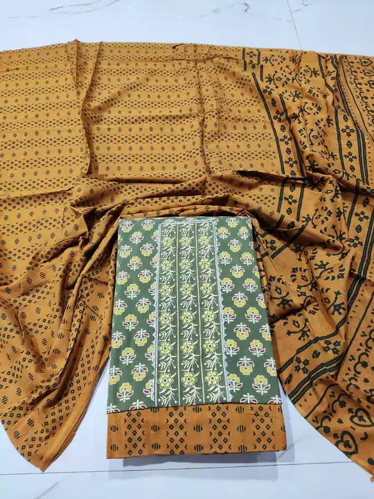 Azrak print cotton dupatta salwar suit uploaded by B Prints The Factory Outlet on 11/25/2022