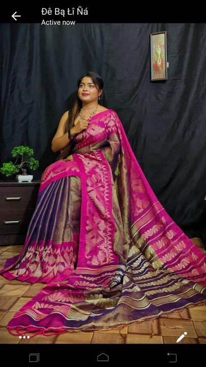 Tishu lilen handloom saree  uploaded by business on 11/25/2022