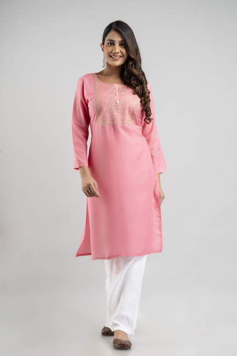RD New Style Women Embroidered Straight Single Kurta uploaded by RD E-MART on 11/25/2022
