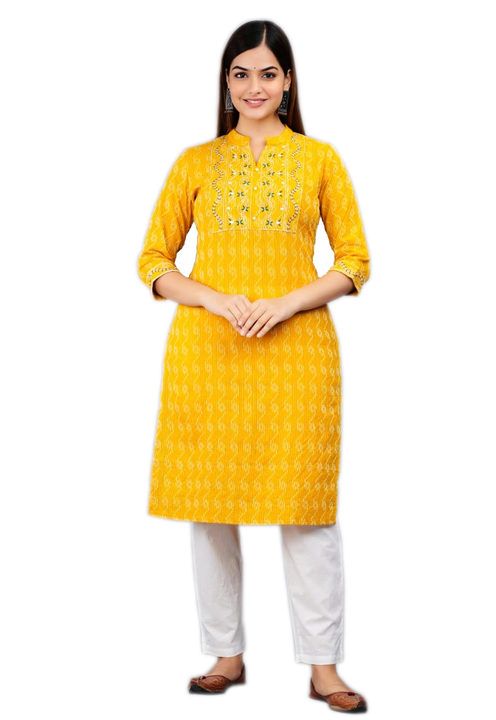 RD New Style Women Cotton KURTA PANT with KANTHA PRINT   uploaded by RD E-MART on 11/25/2022