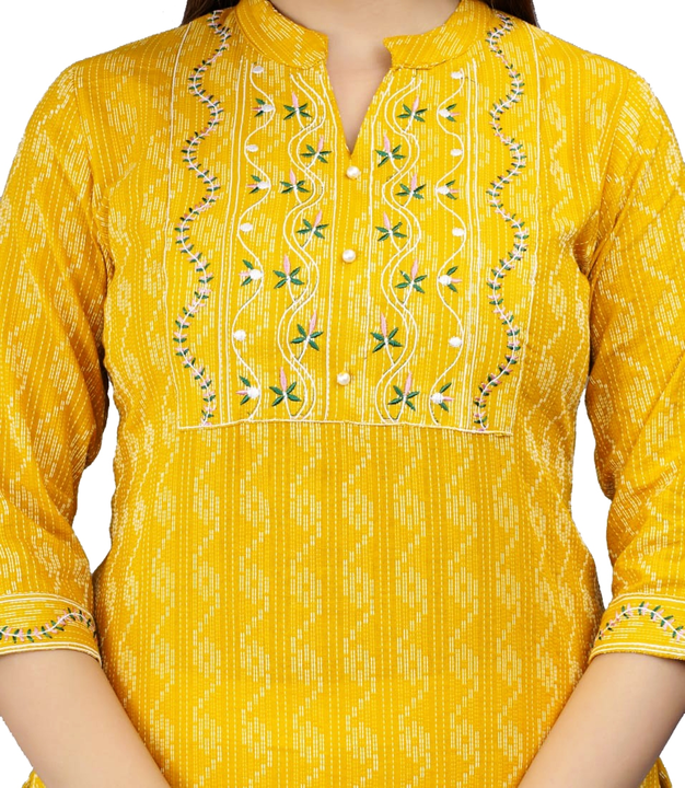 RD New Style Women Cotton KURTA PANT with KANTHA PRINT   uploaded by RD E-MART on 11/25/2022