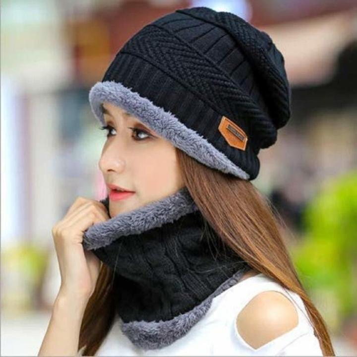 Winter Knit Beanie Cap with Neck warmer Scarf Cap uploaded by business on 11/25/2022
