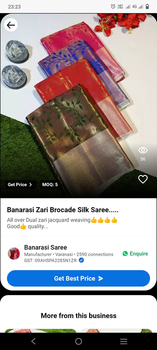 Post image I want to buy 5 pieces of Banarasi Zari Brocade Silk Sar. My order value is ₹5000. Please send price and products.