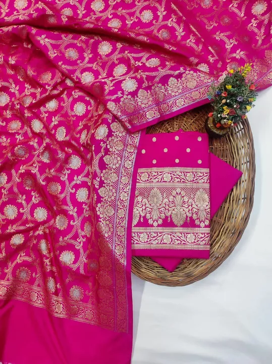 3 piece suite dupatta goldan zari cotton fabrics uploaded by BELAL silk saree on 11/26/2022