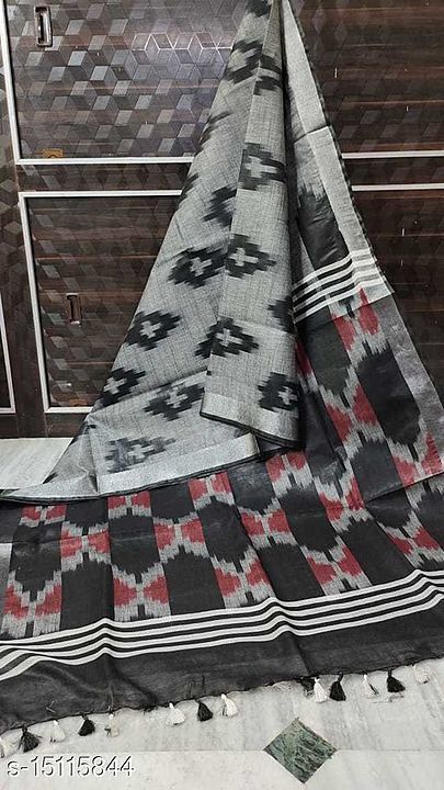 Khadi cotton ikkat saree uploaded by Bhagalpuri silk linen on 1/24/2021