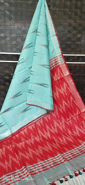 Khadi cotton ikkat saree uploaded by Bhagalpuri silk linen on 1/24/2021