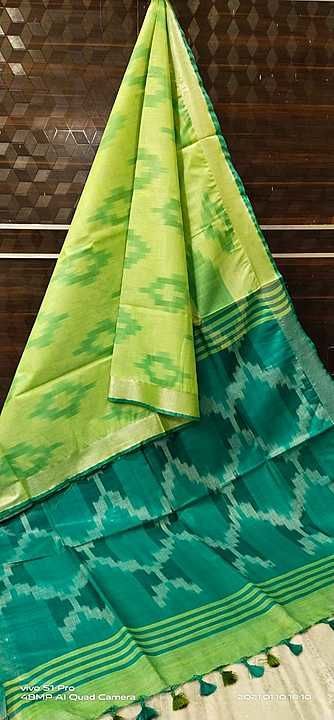 Khadi cotton ikkat saree uploaded by Bhagalpuri silk linen on 1/24/2021